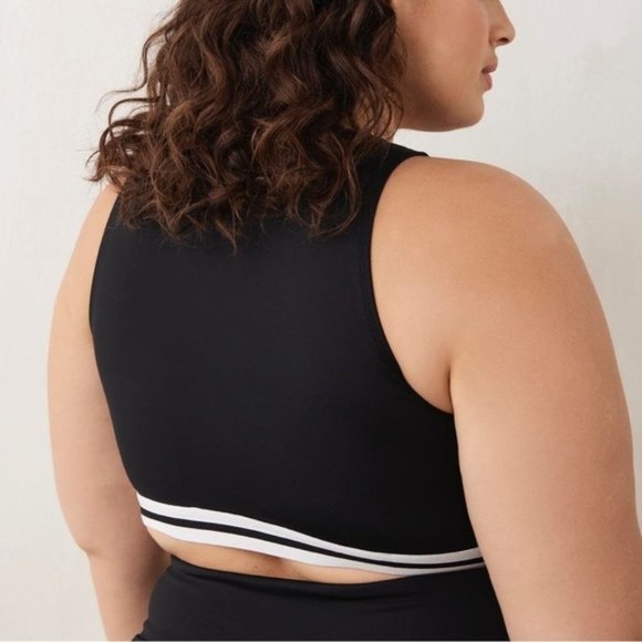 Active Zone Women Black U-Neck Bikini Top with Exposed Elastic Plus Size 4X - Picture 10 of 11